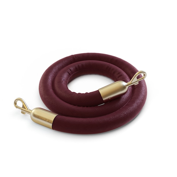 Montour Line Naugahyde Rope Maroon With Satin Brass Snap Ends 8ft.Cotton Core PNR150-80-MN-SE-SB - main